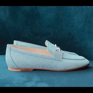 Tods glitter leather loafers
